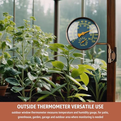 4" Outdoor Thermometer & Humidity Gauge, Brass Analog Dial