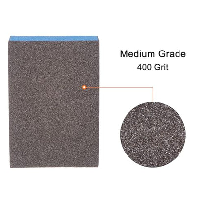 HARFINGTON 4pcs Sanding Sponge Blocks #120 (400 Grits) Wet/Dry Hand Sanding Sponges, 100x70x25mm Foam Sanding Block Pad for Polishing Kitchen Metal Wood Drywall Furniture, Brown&Blue - color: Brown, Blue, size: 400 Grits