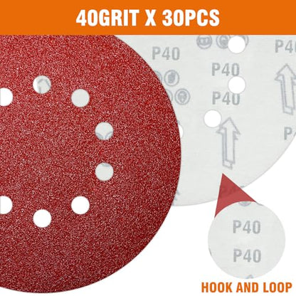 30 PCS 9 Inch Drywall Sanding Discs 40 Grit 10 Hole - color: 10 Hole, size: Grit 40