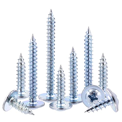 Swpeet 120Pcs #8 x 1/2" Phillips Modified Truss Head Wood Screws Kit, Blue White Phosphate Zinc Plated Carbon Steel Self Tapping Sheet Metal Screws for Plastic, Wood, Soft Materials - color: Blue-White, size: #8 x 1/2"