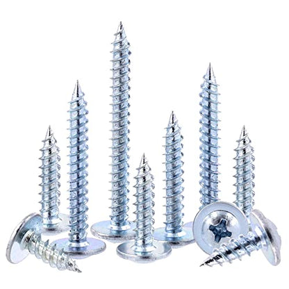 Swpeet 120Pcs #8 x 1/2" Phillips Modified Truss Head Wood Screws Kit, Blue White Phosphate Zinc Plated Carbon Steel Self Tapping Sheet Metal Screws for Plastic, Wood, Soft Materials - color: Blue-White, size: #8 x 1/2"