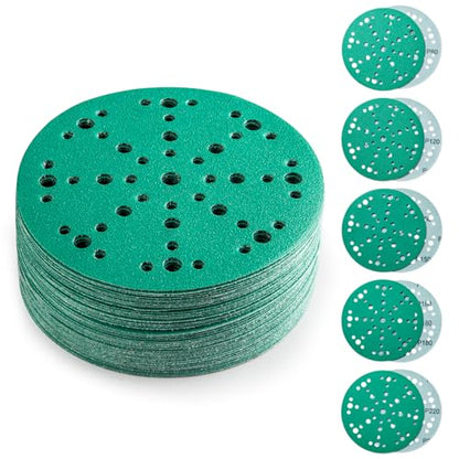 6" Assorted Grit Sanding Discs, 49-Hole Hook & Loop for Festool, 50 Pcs - style: Mixed Grit