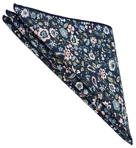 Cotton 2.5-Inch Skinny Floral Tie and Pocket Square Set for Men - color: 13