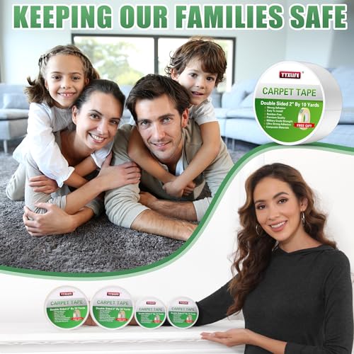 YYXLIFE Double Sided Carpet Tape for Area Rugs & Hardwood Floors, 2" x10YD - size: 2Inch x 10 Yards