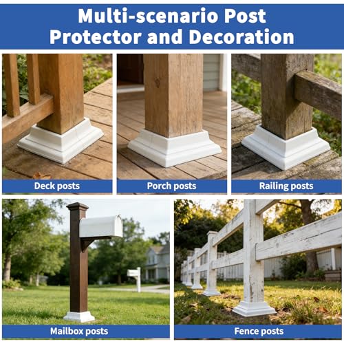 4-Pack Aluminum 4x4 Post Skirt - Split Deck Post Base Cover (White) - color: White English Style