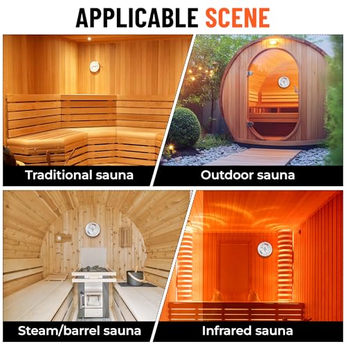 Golden Wave Sauna Thermometer & Hygrometer 2-in-1 – Fahrenheit (70-250°F) for Infrared/Steam Rooms, No Batteries, Wall-Mount
