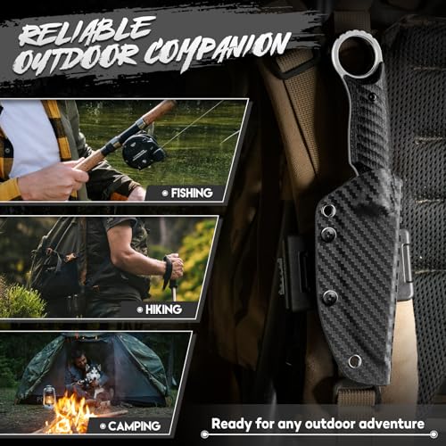 Purple Dragon Fixed Blade Knife with Kydex Sheath -Survival Knife Black - color: Black