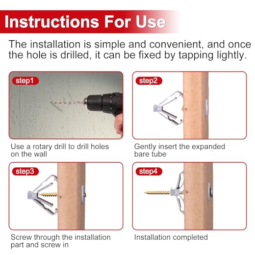 Drywall Anchors with Screws Kit, Grey & White Hollow Wall Anchors
