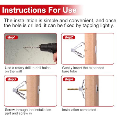 Drywall Anchors with Screws Kit, Grey & White Hollow Wall Anchors