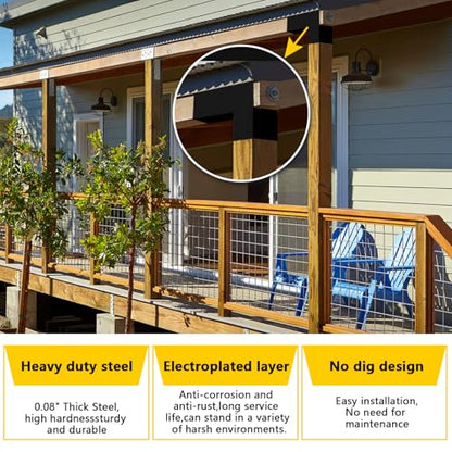 4x4 Pergola 2-Way Brackets,L-Shaped Corner Angled Design 4Pack - size: 4x4