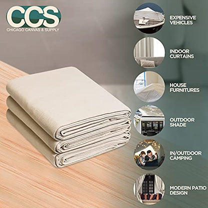 CCS Canvas Drop Cloth for Painting – All Purpose Cotton Duck Cloth Tarp for Curtains, Tablecloths, Backdrops – Washable & Reusable Floor Cover & Dust Sheet for Furniture (6-Pc, 5x20 Ft) - size: 5 by 20 Feet (Set of 6)
