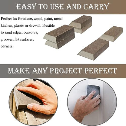 6 Pack Sanding Sponge, 220 Grit Sanding Blocks Assortment,Washable and Reusable for Wood Drywall Metal Home(220 Grit) - style: 220 Grit