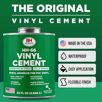 HH-66 Vinyl Cement 32 oz - Waterproof PVC & Vinyl Glue for Pools, Tarps - size: 32 oz