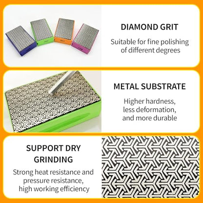 Diamond Hand Polishing Pads,100 Grit Diamond Sanding Pads - color: green
