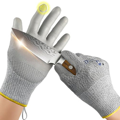 Dowellife Cut Resistant Work Gloves for Men & Women - ANSI A5 & EN388 Level 4, Breathable PU Coated, Grey Non-Marking - for Gardening, Fishing, Automotive, Construction, Wood Carving (Medium, Grey) - size: Medium (Pack of 1)