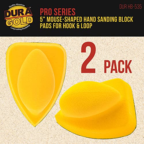 Dura-Gold Pro Series Mouse Sandpaper Shaped Hand Sanding Block Pad for Hook