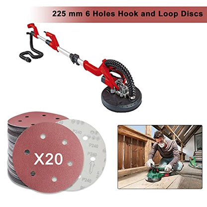 20 Pack 9 Inch 6 Hole 120 Grit Hook and Loop Sanding Discs - style: 225mm-Grit 120