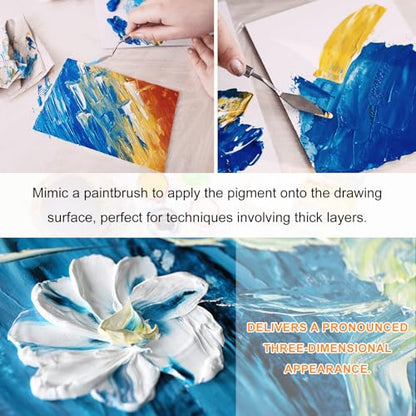 HARFINGTON Palette Knife Painting Tool 2.2 x 0.59 Stainless Steel Art Spatula Pallet Knives Scrapers Tools with Beech Wood Handle for Acrylic Oil Canvas Mixing Spreading, Red/Silver - size: 2.2" x 0.59"