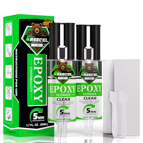 2 Part Clear Epoxy Glue 5 Minute Set Adhesive, 1.7 oz Syringe - color: Clear, size: 1.7 fl oz (50 ml)