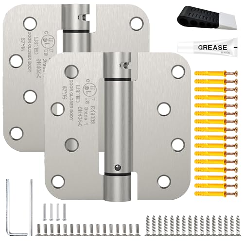 2 Pack 4 Inch Self Closing Door Hinges Kit, Satin Nickel - color: 4" - Satin Nickel-Kit