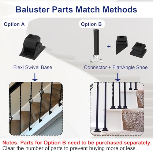 Sidasu 15 Pack Iron Balusters 44" Square Hollow Stair Spindles - size: Square - Basic