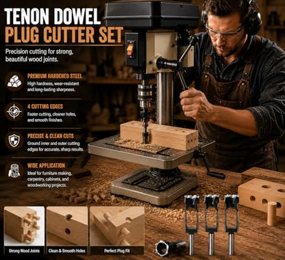 Wood Tenon Dowel Plug Cutter 1-3/4 Inch Tenon Cutter Plug Maker Woodworking Drill Bit - size: 1-3/4"