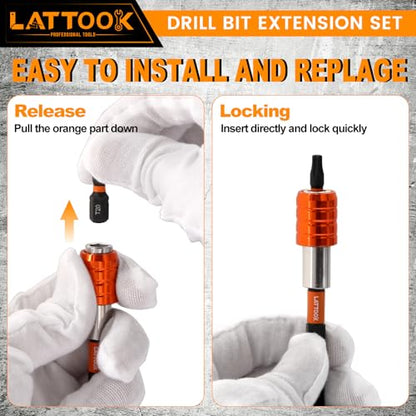 4-Pieces Drill Bit Extension Set (2-3/8", 4", 6", 12'' Long)