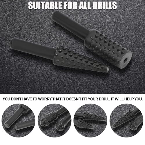 Rongon Rotary Drill Bits Set Wood Carving File Rasp Drill Bits（Black-5pcs) - color: Black-5pcs