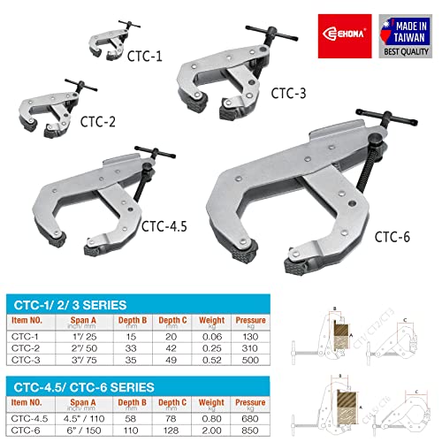 Cantilever No-Twist Deep Throat T-Handle Multi-Purpose Lever Clamp, CTC-1" - size: 1"