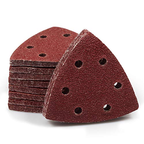 SPEEDWOX 50Pcs 40 Grit Triangle Sanding Pads, 90mm 6 Holes for Multi Tool - style: 40 Grit
