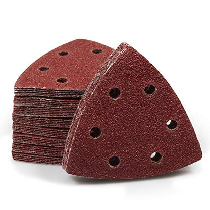 SPEEDWOX 50Pcs 40 Grit Triangle Sanding Pads, 90mm 6 Holes for Multi Tool - style: 40 Grit