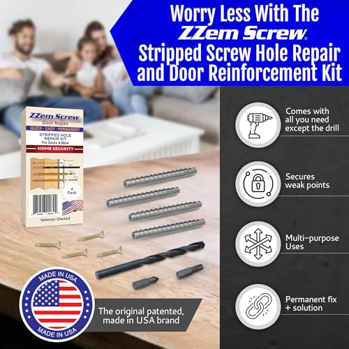 4-Pack #9 x 3 Permanent Stripped Door Hinge Screw Hole Repair Kit - size: 4 Pack