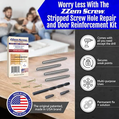 4-Pack #9 x 3 Permanent Stripped Door Hinge Screw Hole Repair Kit - size: 4 Pack