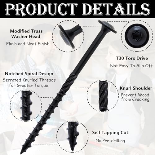 80pcs Decking Wood Screws, Lag Screw with 2pcs T30 Torx Drive Bits - size: #14 x 4