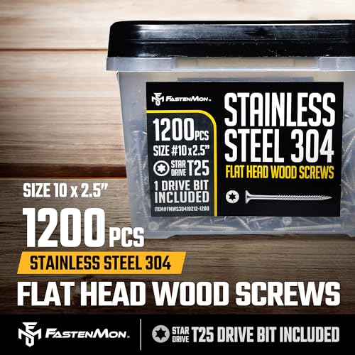 304 Stainless Steel Deck Screws, #10 x 2-1/2", 1200 PCS - size: #10 x 2-1/2", style: 1200 PCS