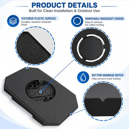 Podoy Vinyl Siding Mounting Block with Built-in Electrical Box (Black) - size: 1, style: Black