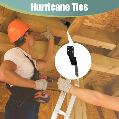 30 Pack Heavy Duty Hurricane Ties with Black Powder-Coated, Hurricane Straps Trusses/Rafters Ties Brackets Joist Hangers for Wood, Shed, Roof - style: Black