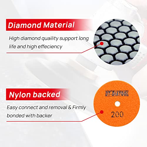 DT-DIATOOL Dry Diamond Polishing Pads 4 Inch Grit 1500, 8 Pieces