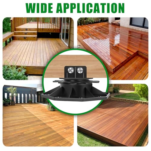 24Pack Adjustable Deck Support Pedestal Deck Foundation Base Support，Used for Floating Deck Platform Deck Floor Height Adjustment Raising, Adjustment Raising from 1-3/16" to 2-3/8",Black