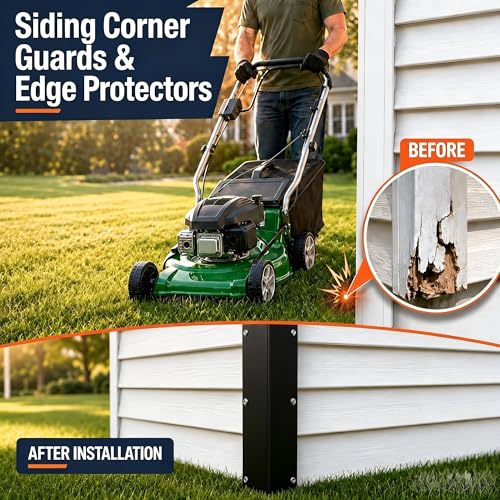 Stainless Steel Vinyl Siding Corner Guards- 2 Pack 11.8x3.4x3.4 Cap Trim - color: Black