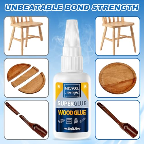 Wood Super Glue, Clear Instant Glue for Wood Furniture Heavy Duty, Crafts - size: 100g