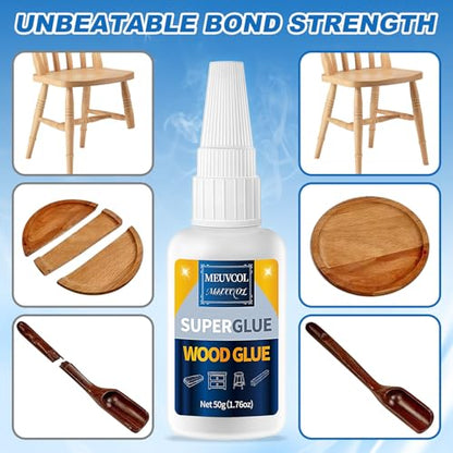 Wood Super Glue, Clear Instant Glue for Wood Furniture Heavy Duty, Crafts - size: 100g