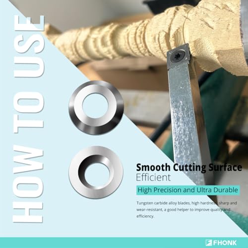 8.9mm Round Carbide Inserts Blades for Woodworking, Tungsten Carbide Cutters Knives for Ci5 Woodturning, Wood Finisher Hollower Lathe Tools, 10 pcs (R-φ8.9x1.85-30°) - size: R-φ8.9x1.85-30°