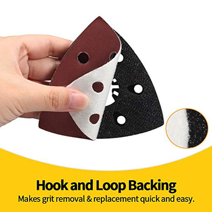 SPEEDWOX 50 Pcs Triangle Sanding Pads Hook and Loop 1000 Grit Oscillating Sanding Pad 90mm 6 Holes Fit 3-1/2 Inches Oscillating Multi Tool Detail Sander Sandpaper Triangle Sanding Discs Sanding Tool - style: 1000 Grit