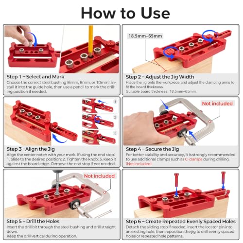 Self Centering Dowel Jig Kit, 6/8/10mm Woodworking Dowel Jig