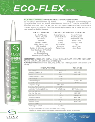 Silco EF9500 High Performance Hybrid Silicone Sealant/Adhesive (10 oz, White, 24) - color: White