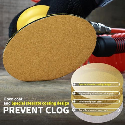 6 Inch Sanding Discs Hook and Loop No Hole, 150 Grit Sandpaper, Da Sandpaper for Automotive and Woodworking, 100 Pack - style: 150 Grit