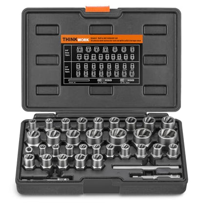 35 Pcs Bolt Extractor Kit, 1/4" & 3/8" Drive Impact Bolt & Nut Remover Set - size: 35-Piece