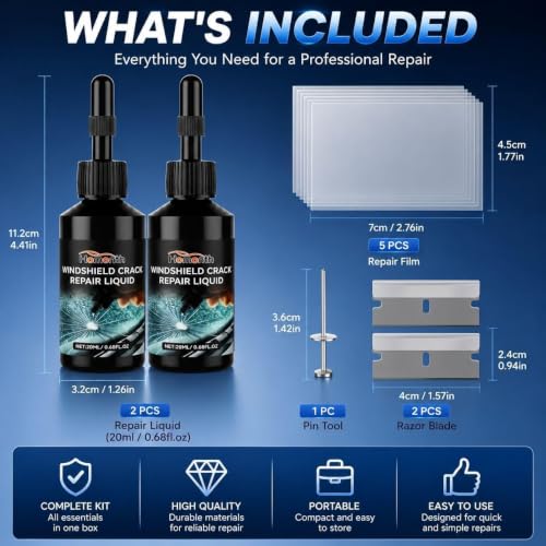 Bighero Windshield Chip Repair Kit – 2026 Upgrade Windshield Crack Repair Kit, Car Windshield Crack Repair Kit for Cracks, Chips & Bullseye – DIY Glass Repair for Auto Windows, Mirrors, Glasses