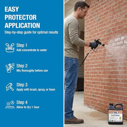 Rainguard Water Sealers Brick Sealer, Penetrating Protection Against Rain and Moisture Damage, For All Brick and Mortar Surfaces, Silane/Siloxane Waterproofer, Natural Finish, Makes 1 Gallon - style: 32 fl oz (Makes 1 Gallon)